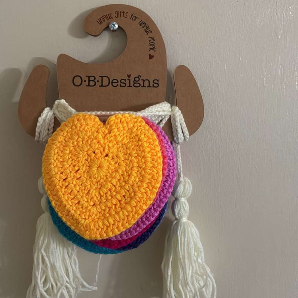O B Designs - 15 CROCHETED HEARTS RAINBOW GARLAND/BUNTING